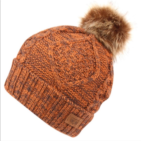 Angela & William Accessories - Knit Beanie with Faux Fur Pom Pom & Fleece Lining